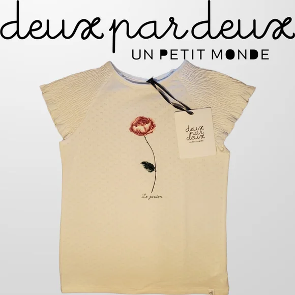 NWT deux par deux Girls Flower Shirt - Picture 1 of 4